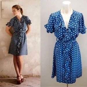 Blue Silk Hexagon Dot Dress, purchased at Anthropologie, Size 8